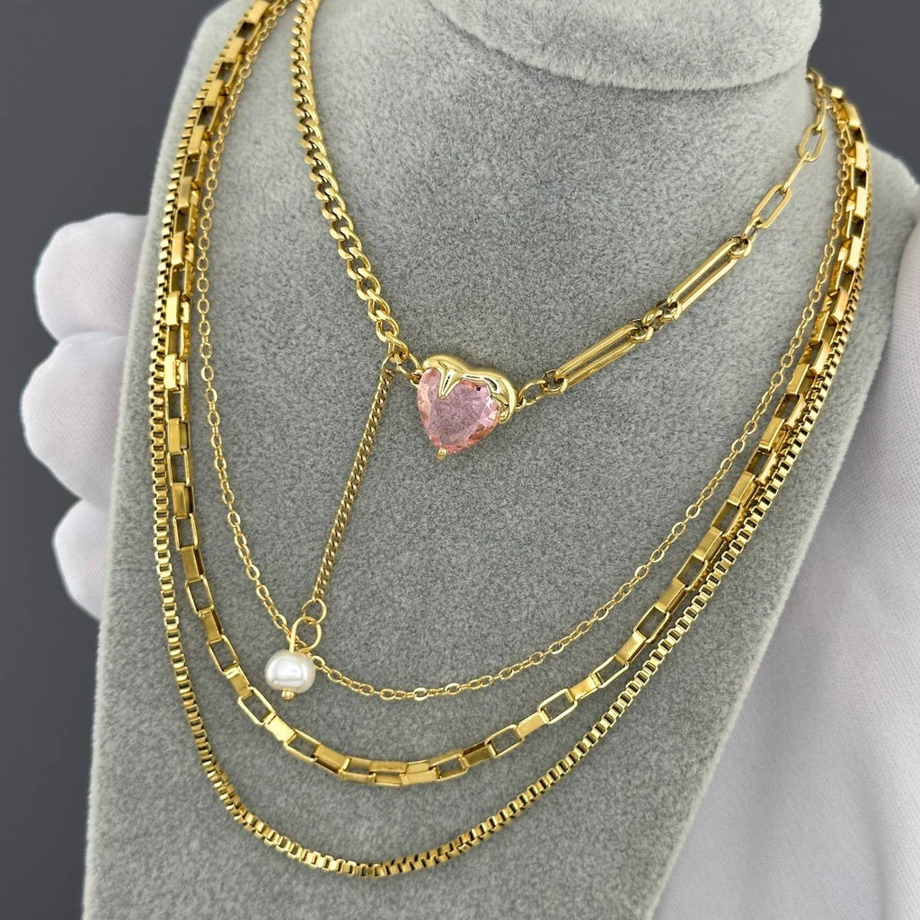 Heart Necklace, 18K Gold Plated Steel