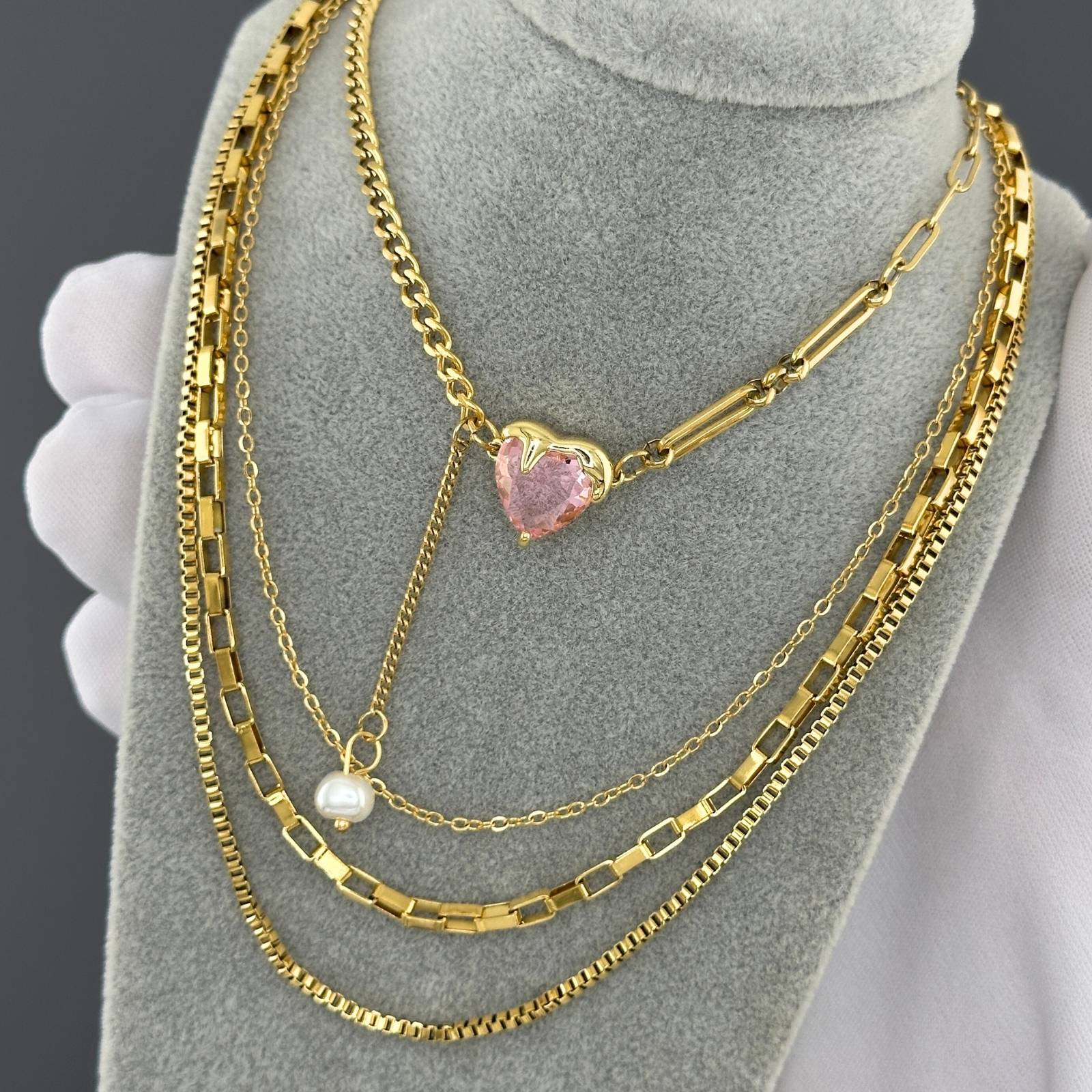 Heart Necklace, 18K Gold Plated Steel