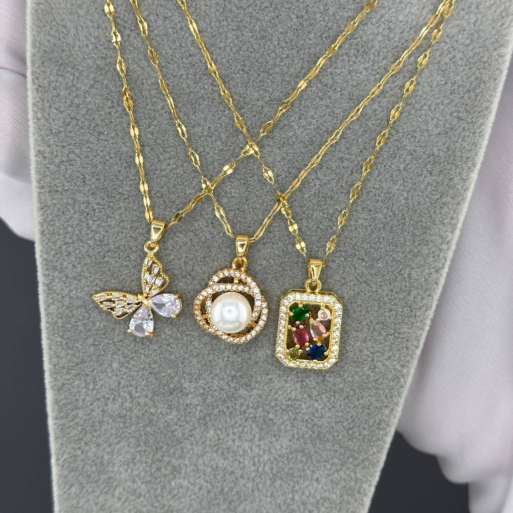 Necklace, 18K Gold Plated Steel