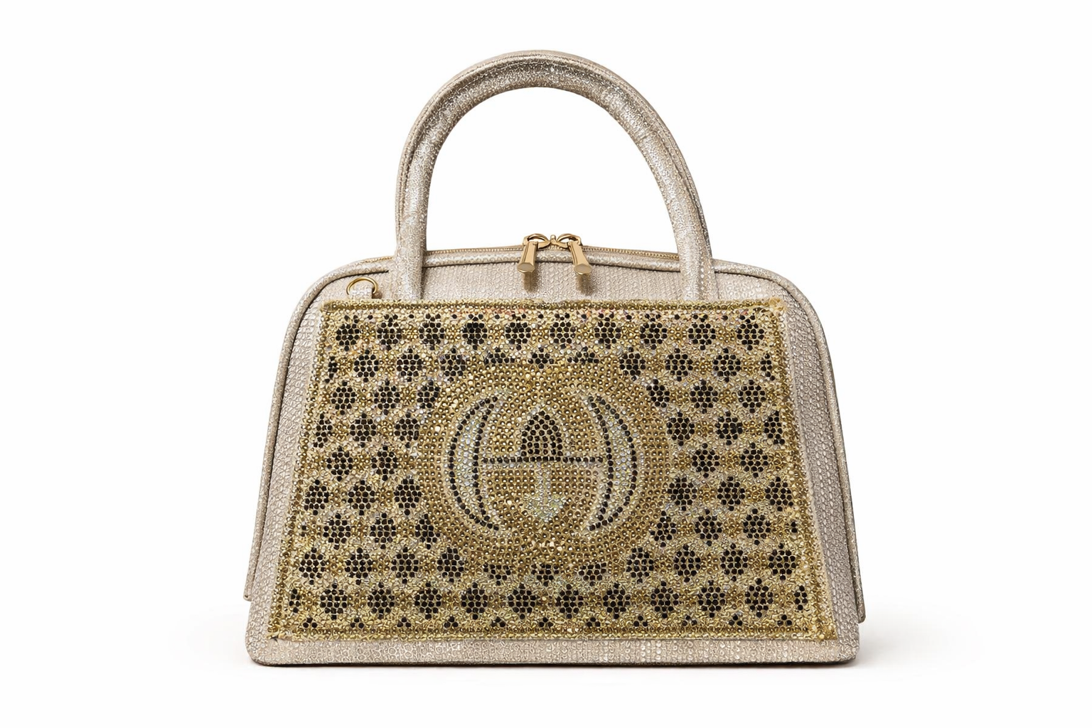 Champagne Crystal Embellished Dome Handbag