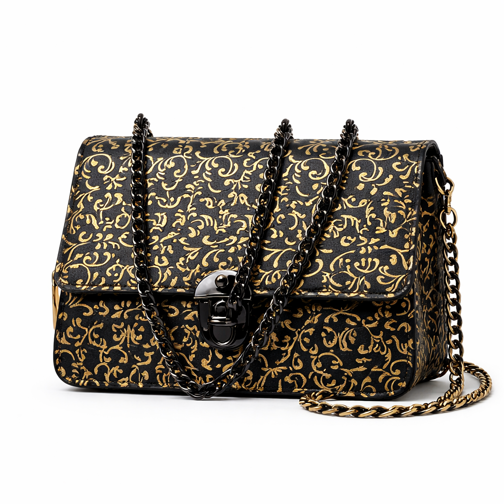 Baroque Gold Scrollwork Chain Shoulder Bag