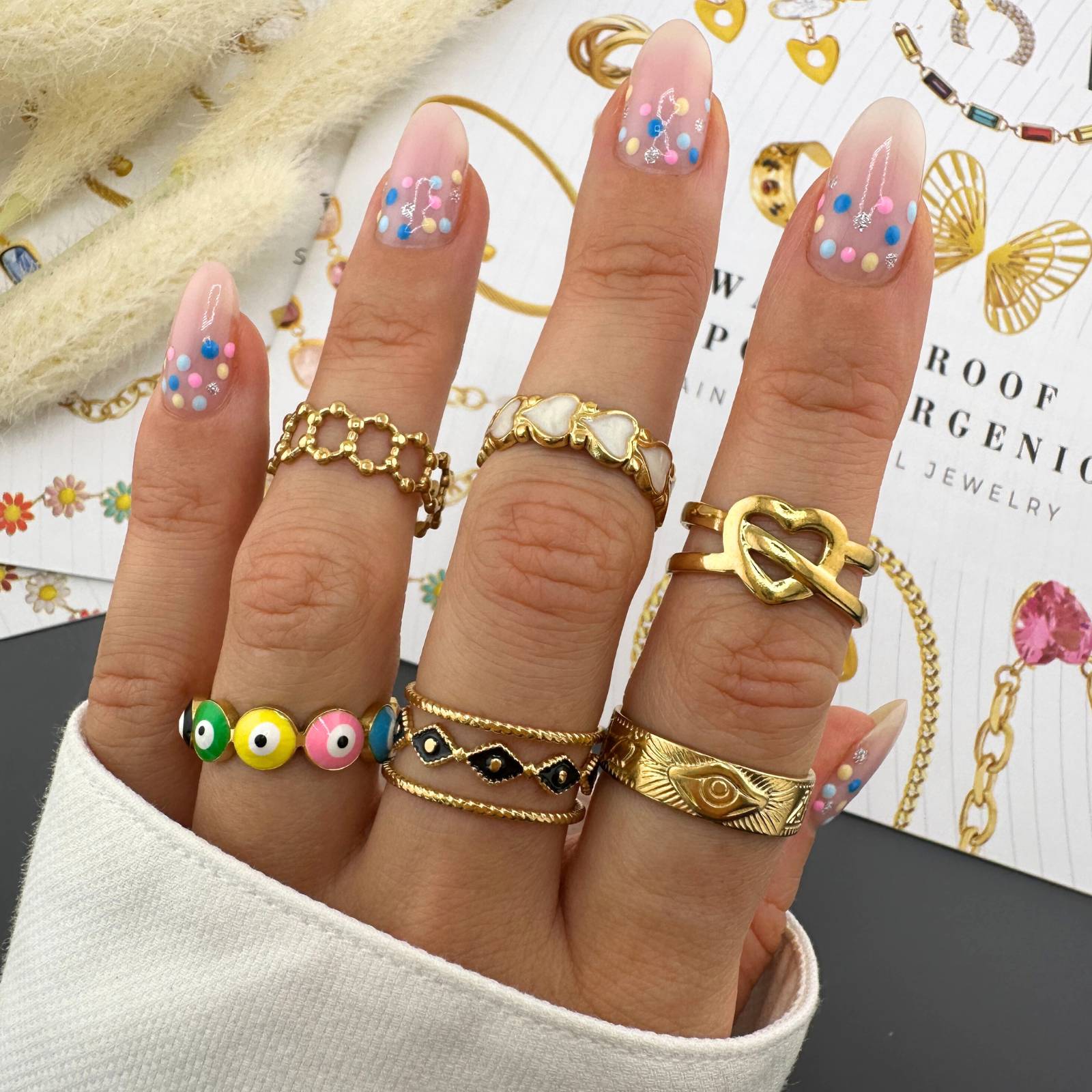 Ring, 18K Gold Plated Steel