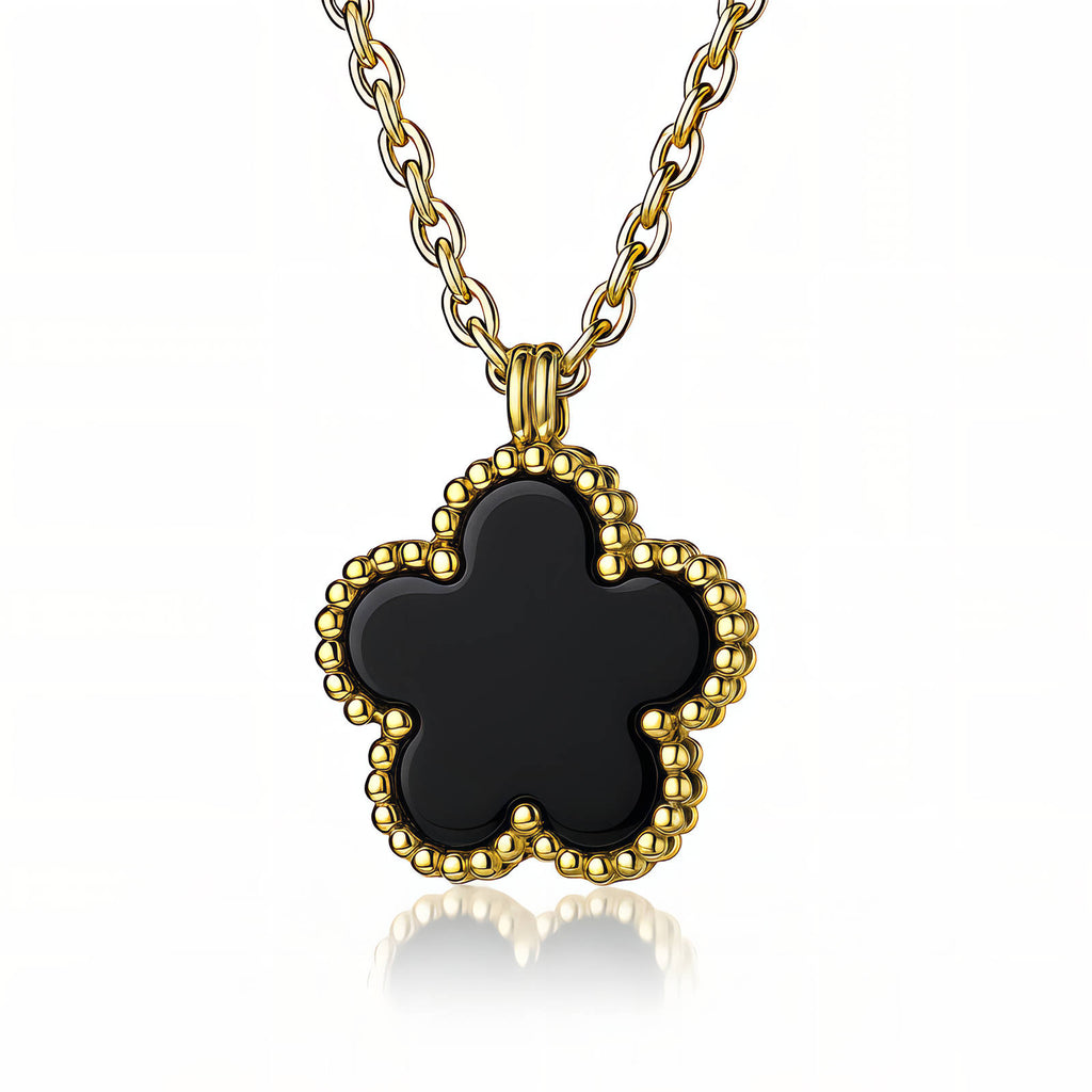 Flower Necklace, 18K Gold Plated Steel