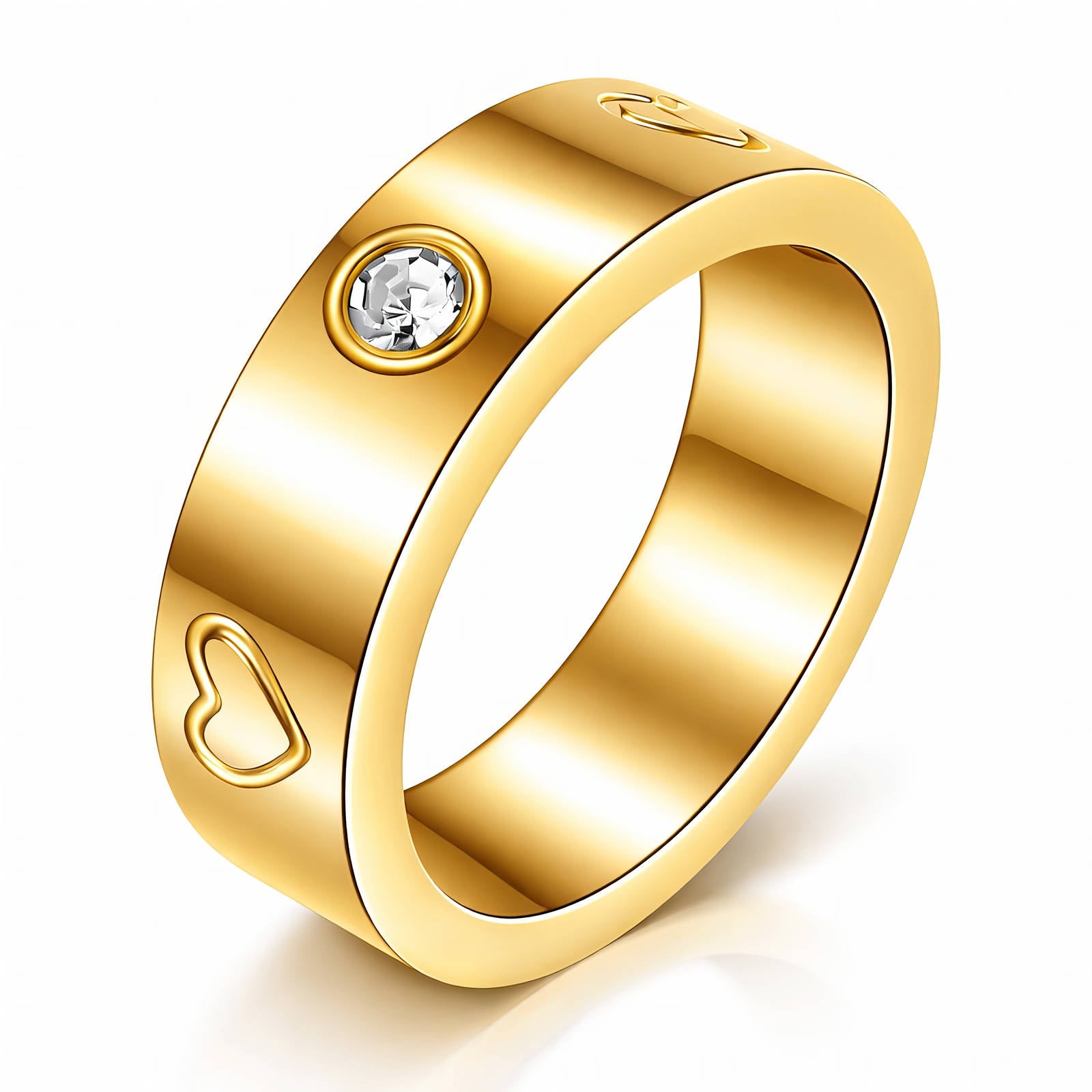 Hearts Ring, 18K Gold Plated Steel