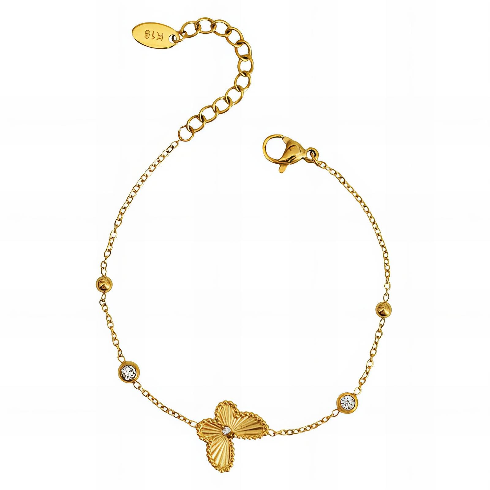 Butterfly Bracelet, 18K Gold Plated Steel