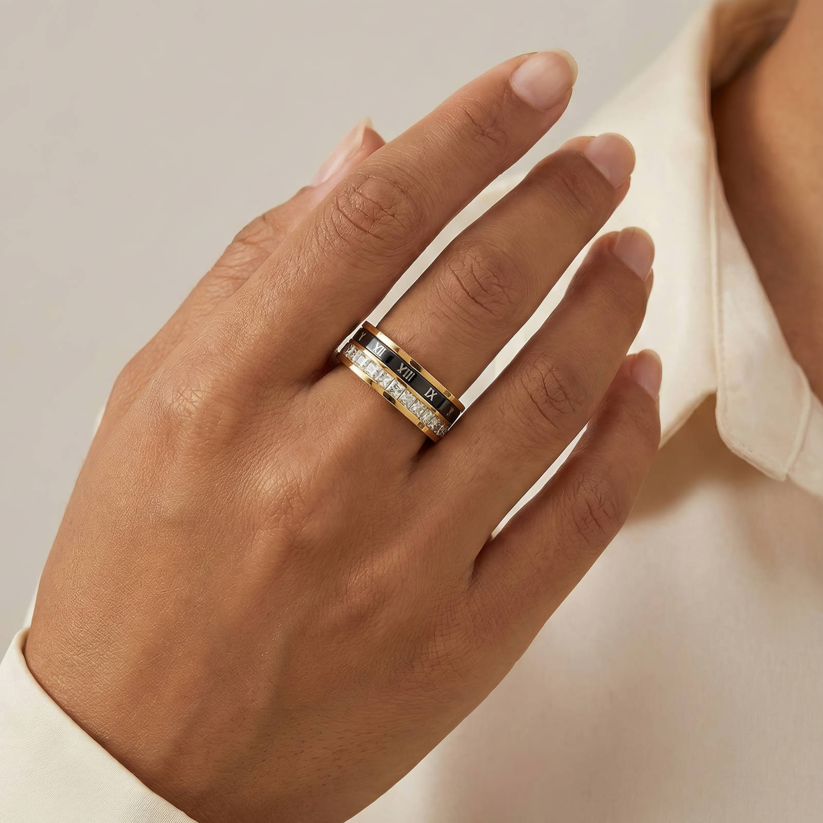 Ring, 18K Gold Plated Steel