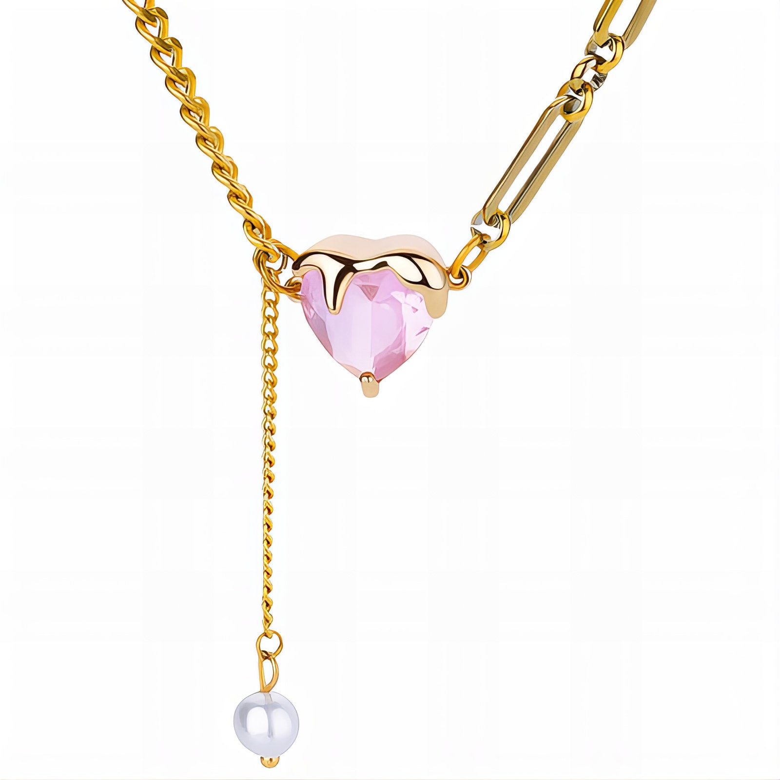 Heart Necklace, 18K Gold Plated Steel