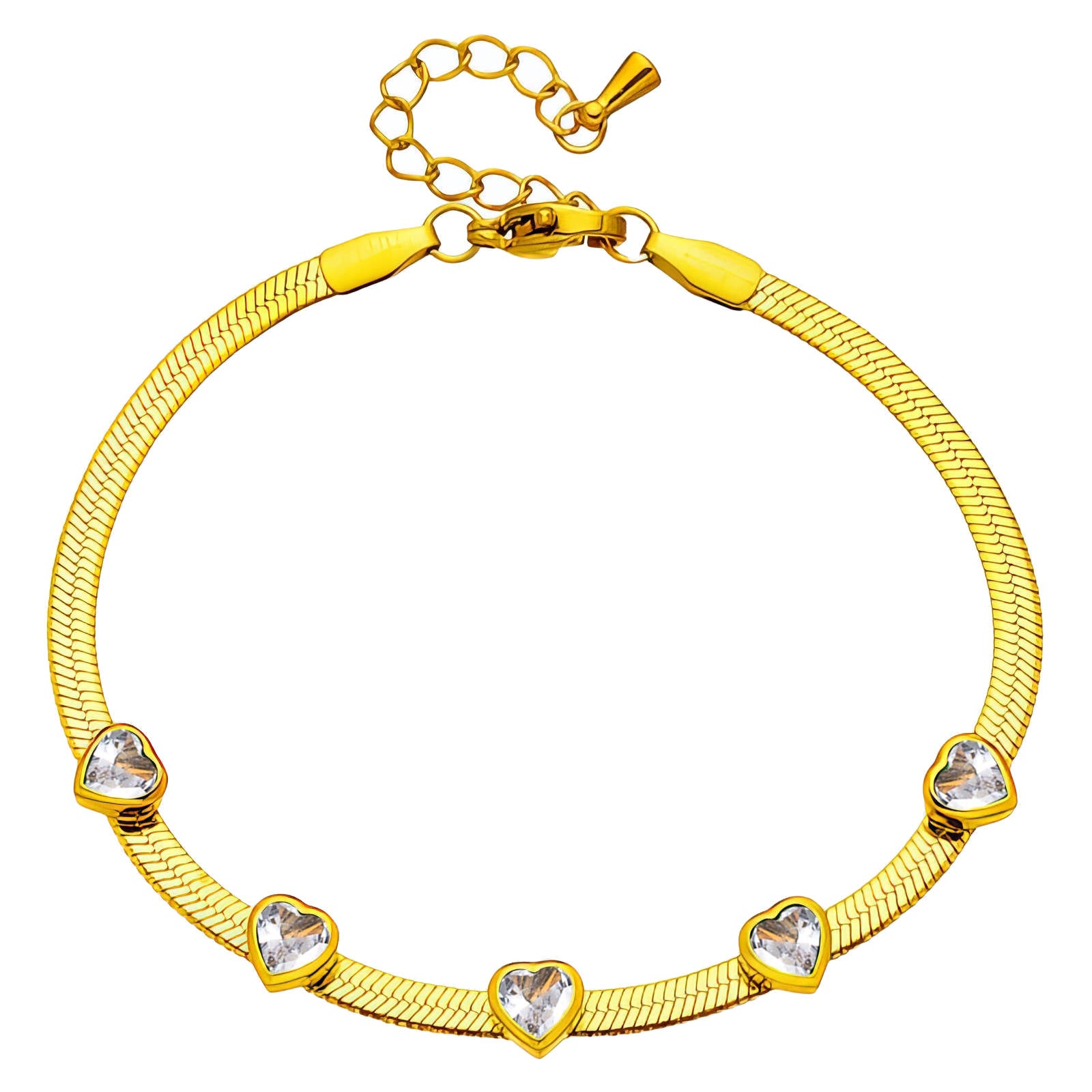 Hearts Bracelet, 18K Gold Plated Steel