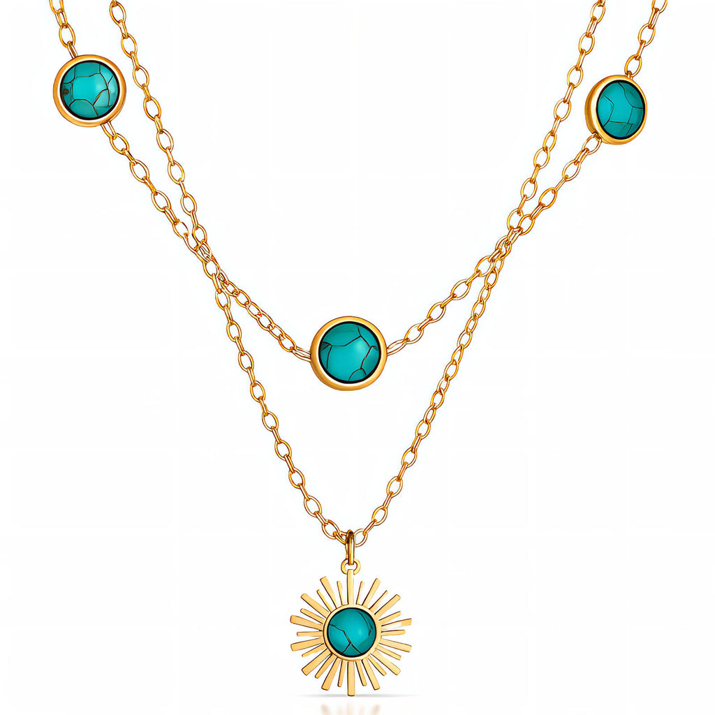 Sun Necklace, 18K Gold Plated Steel