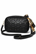 Black Quilted Crossbody Bag with Scarf Detail