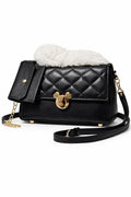 Black Quilted Bag with Character Hardware & Fluffy Handle